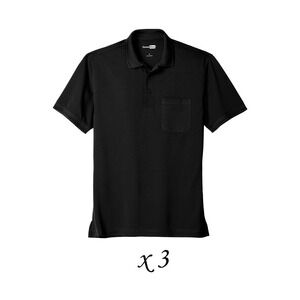 LOT: 3 CornerStone Industrial Snag-Proof Pique Pocket Polos CS4020P - Black - 4X